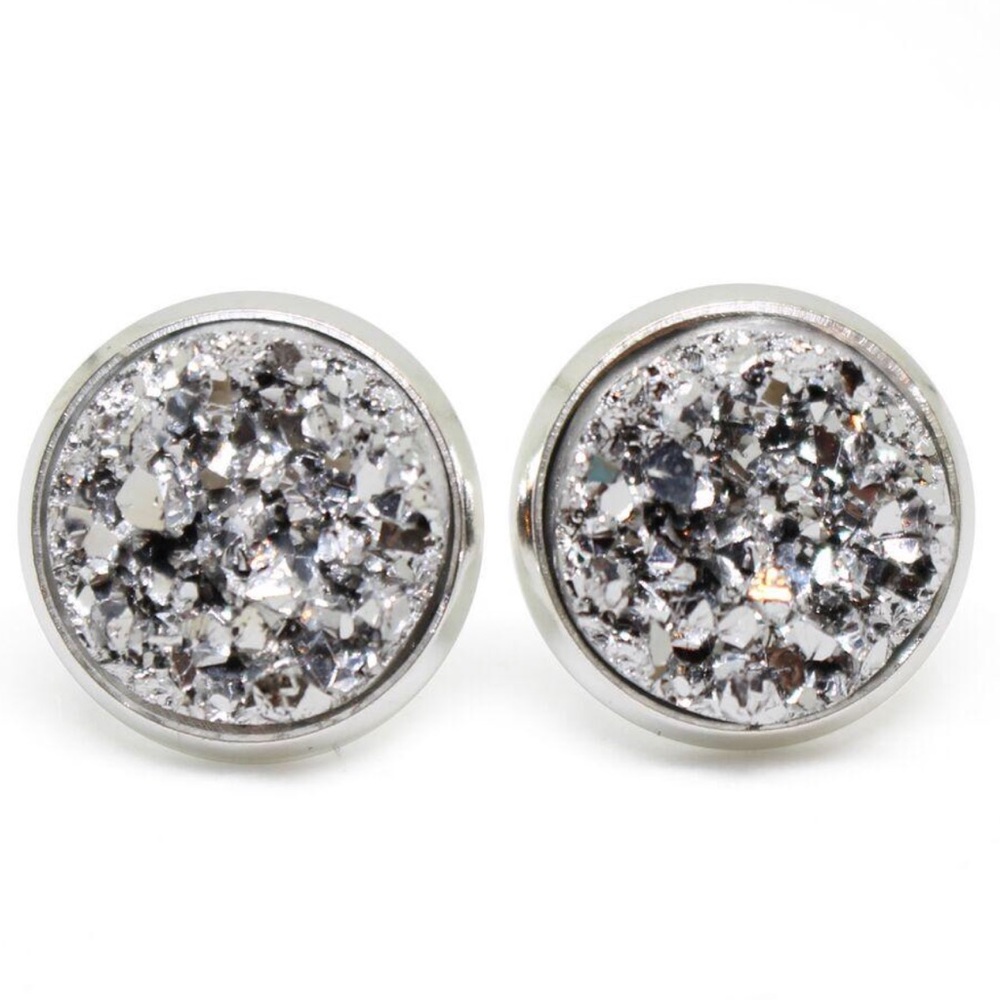 Silver Druzy Earrings